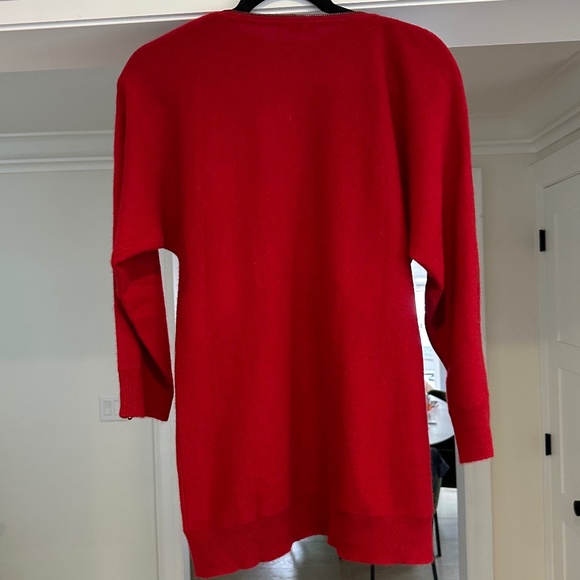 Magaschoni Tomato Red Cashmere Boat Neck Zip Sweater - Size M - Picture 2 of 15